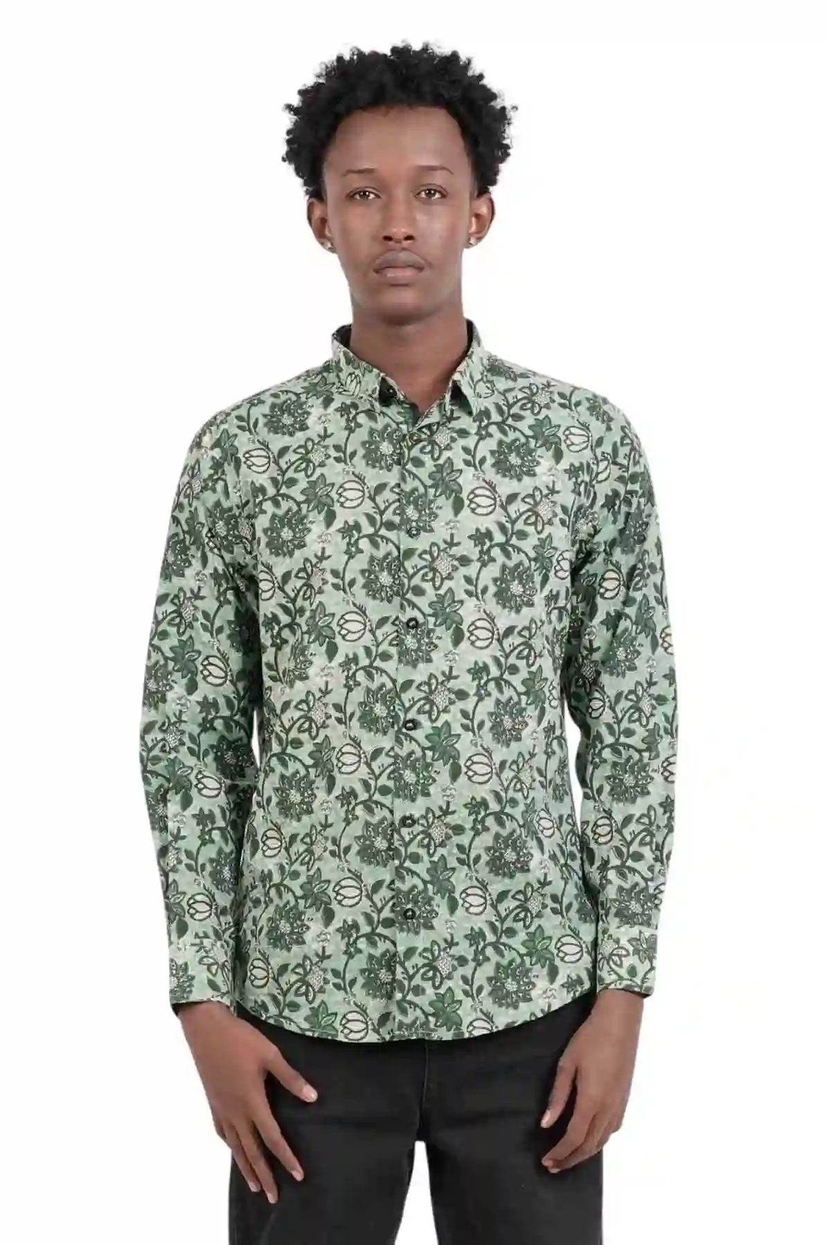 Men's Casual Shirt (Green Printed)